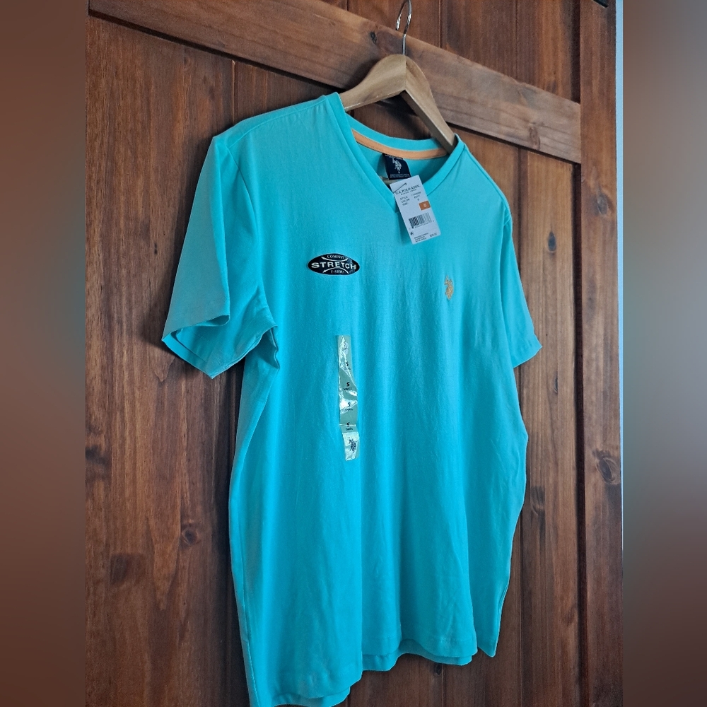 Ladies or Mens V Neck Teal US Polo Assn Shirt Golf  Tennis Competition Top Nwt